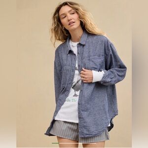 Aerie Anytime Fave
Twill Shirt Oversized XS Navy
